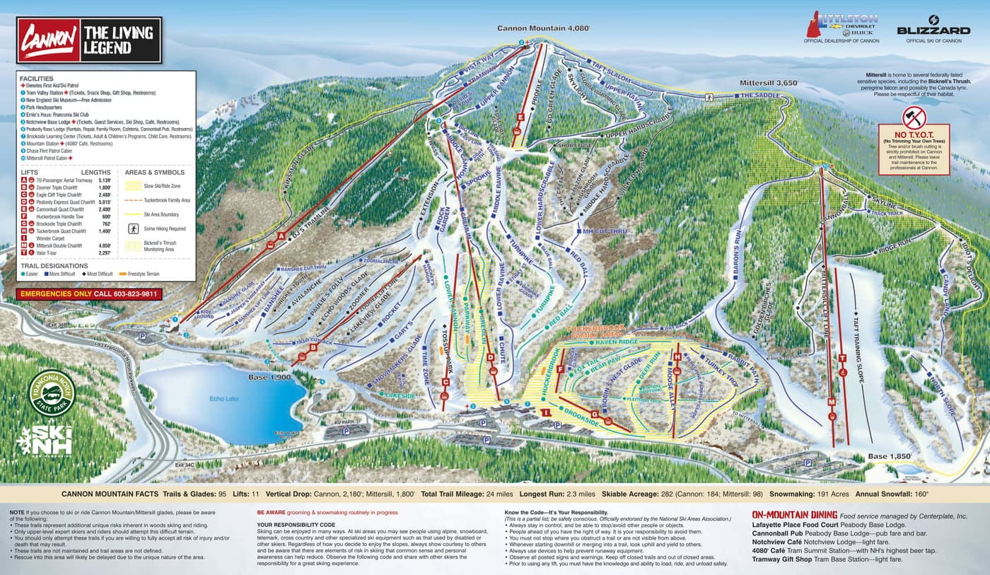 Cannon Mountain Trail Map