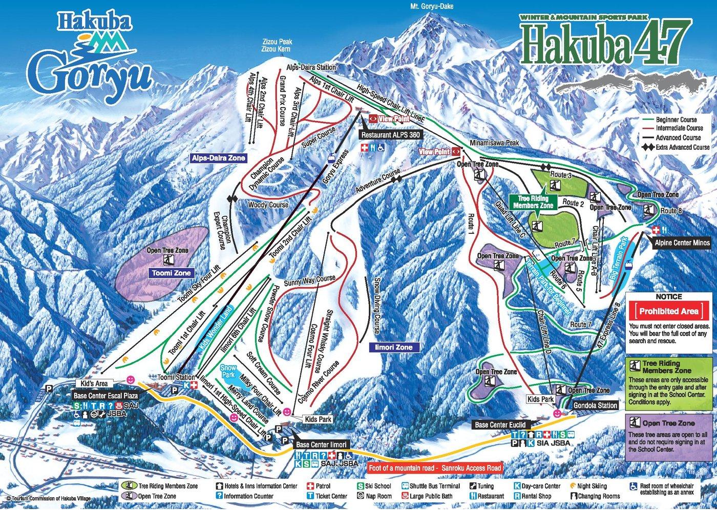Hakuba 47 & Goryu Trail Map