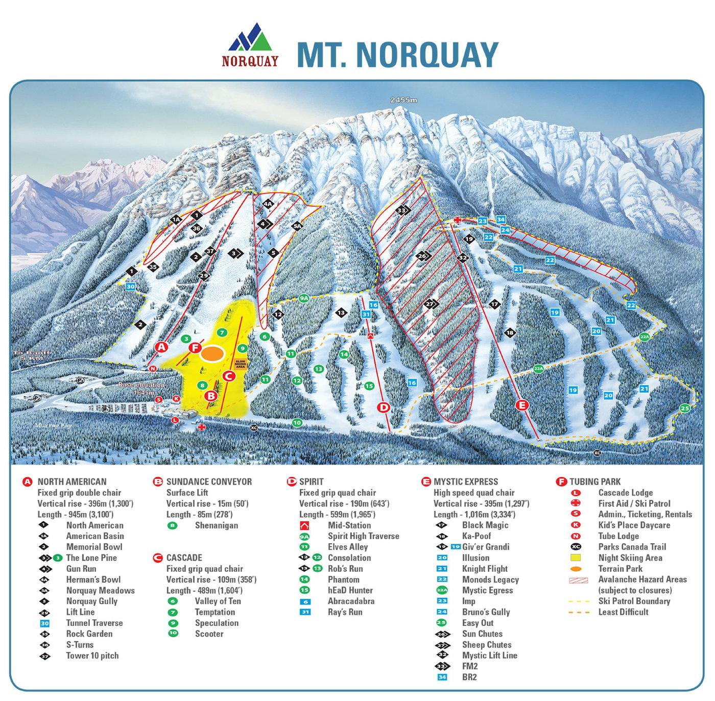 Mount Norquay Trail Map
