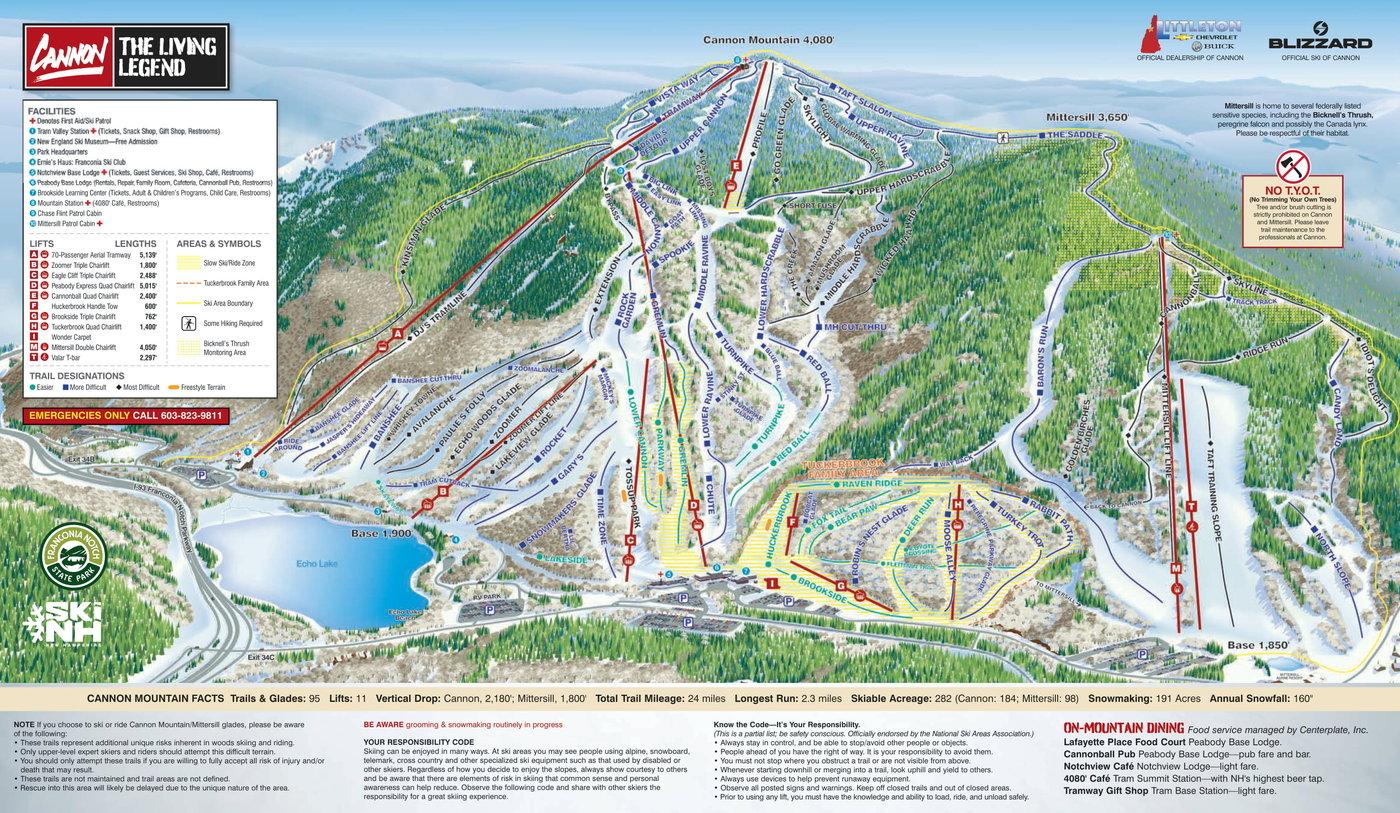 Cannon Mountain Trail Map